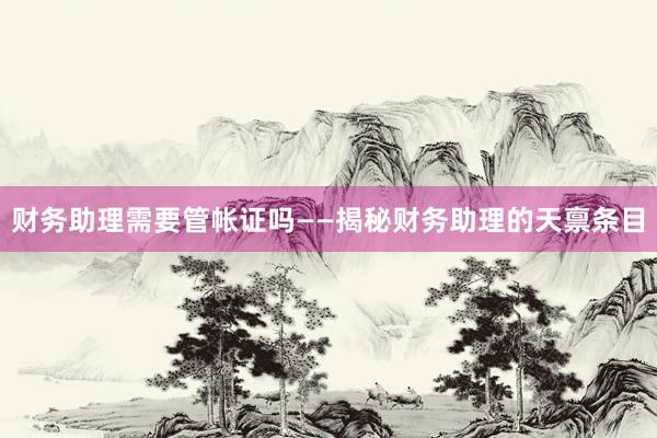 财务助理需要管帐证吗——揭秘财务助理的天禀条目